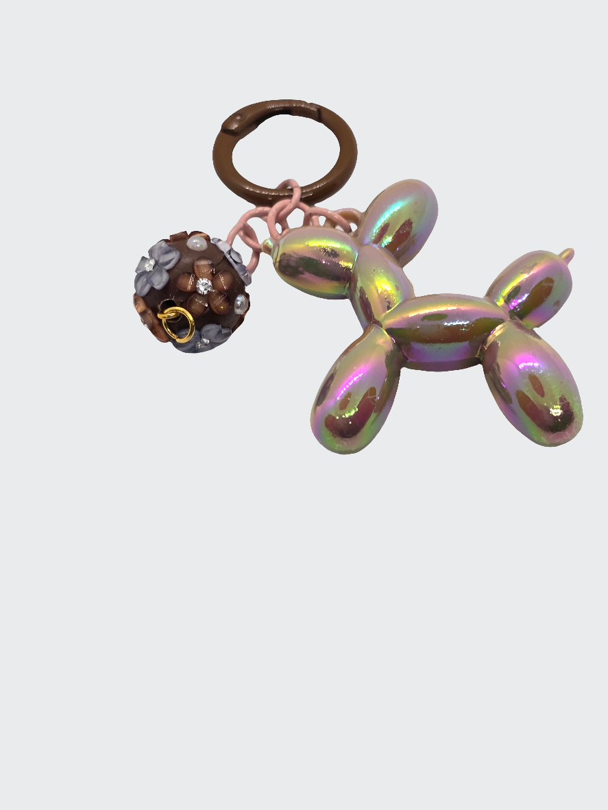 Brown balloon dog keychain