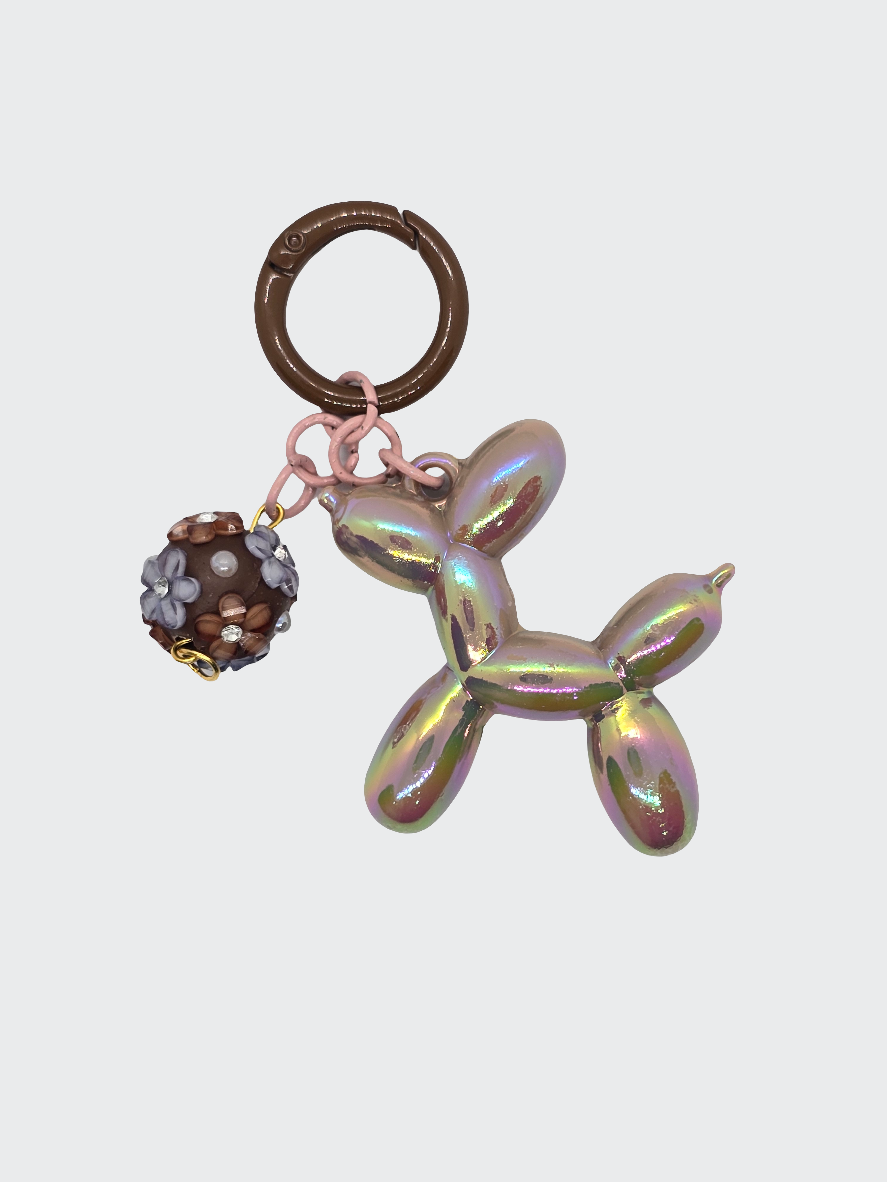 Brown balloon dog keychain