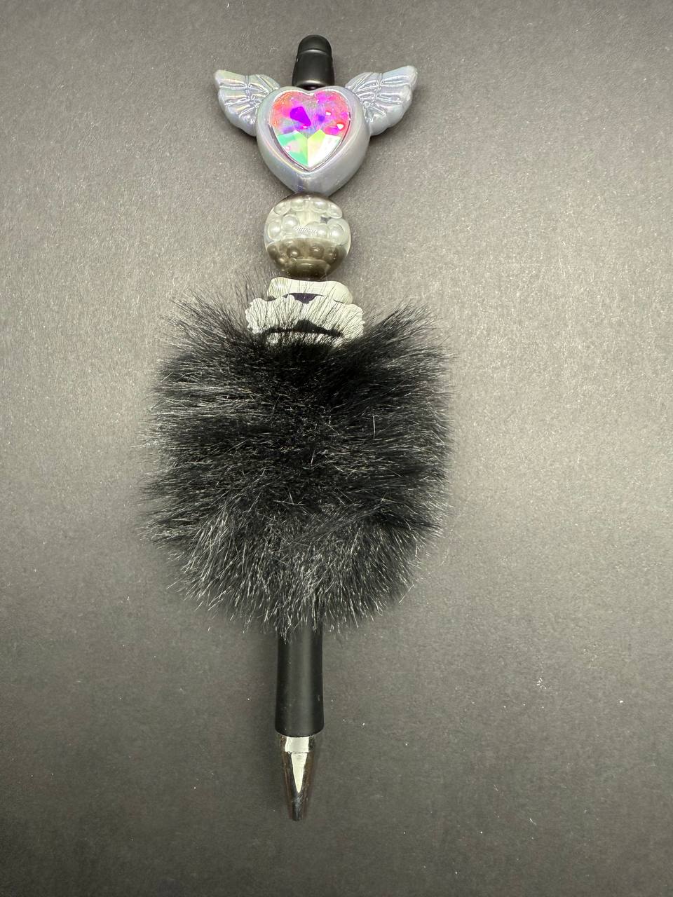 Black fluffy pen